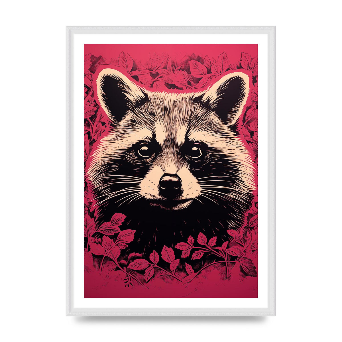 Raccoons Intense Eyes BW Art