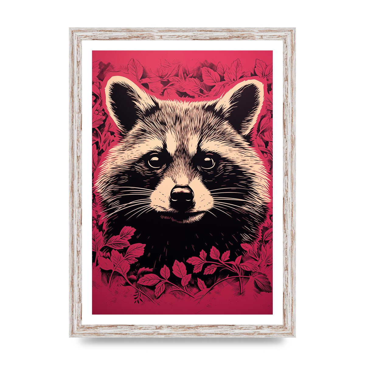 Raccoons Intense Eyes BW Art