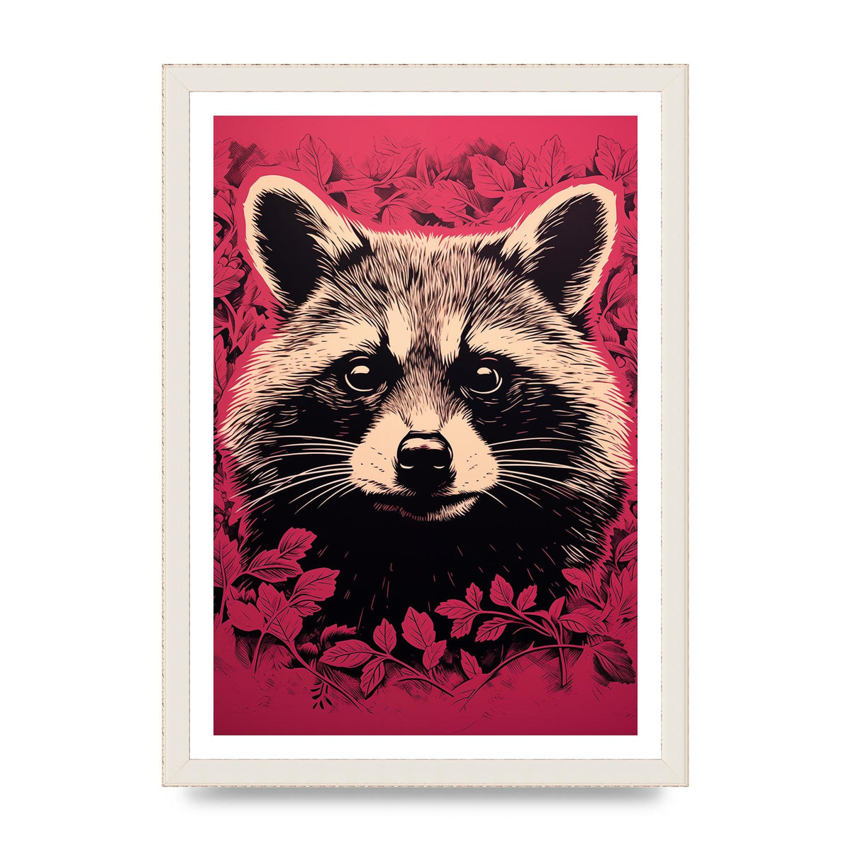 Raccoons Intense Eyes BW Art