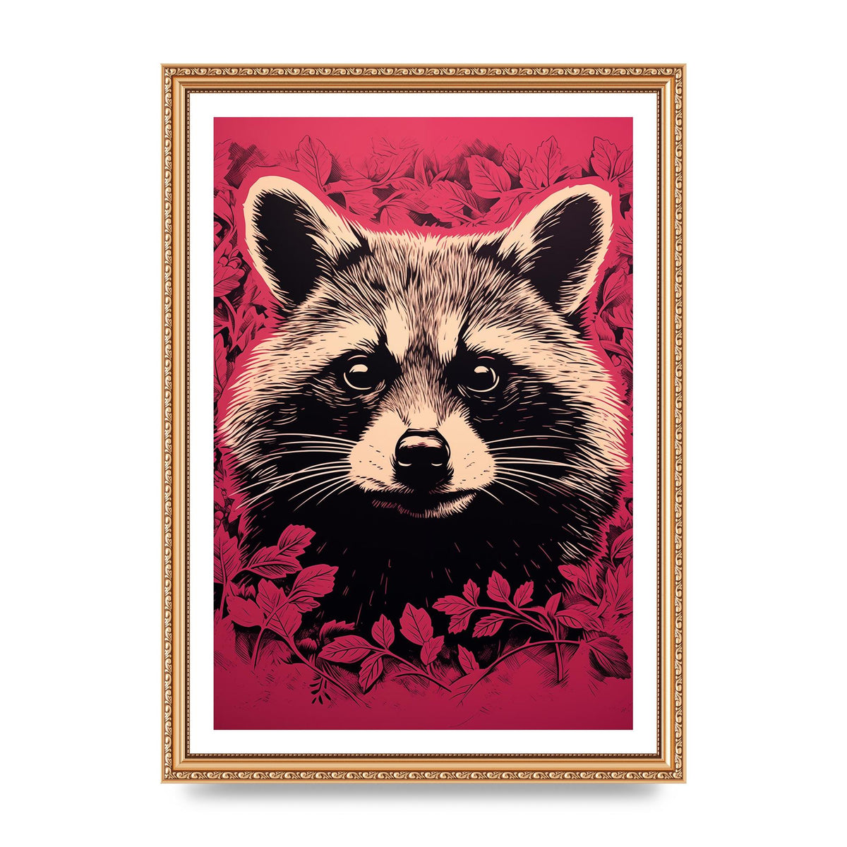 Raccoons Intense Eyes BW Art