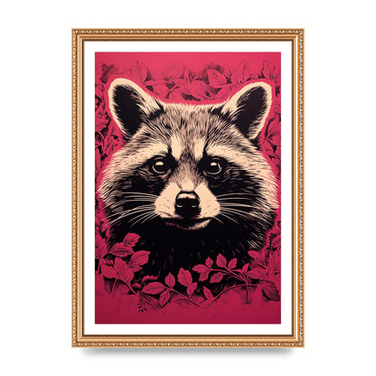 Raccoons Intense Eyes BW Art