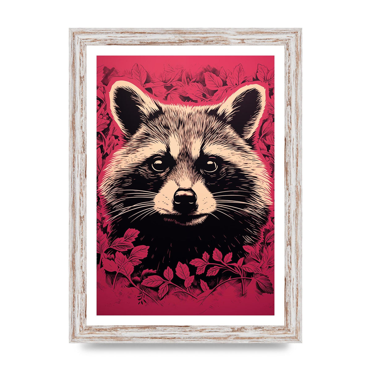Raccoons Intense Eyes BW Art