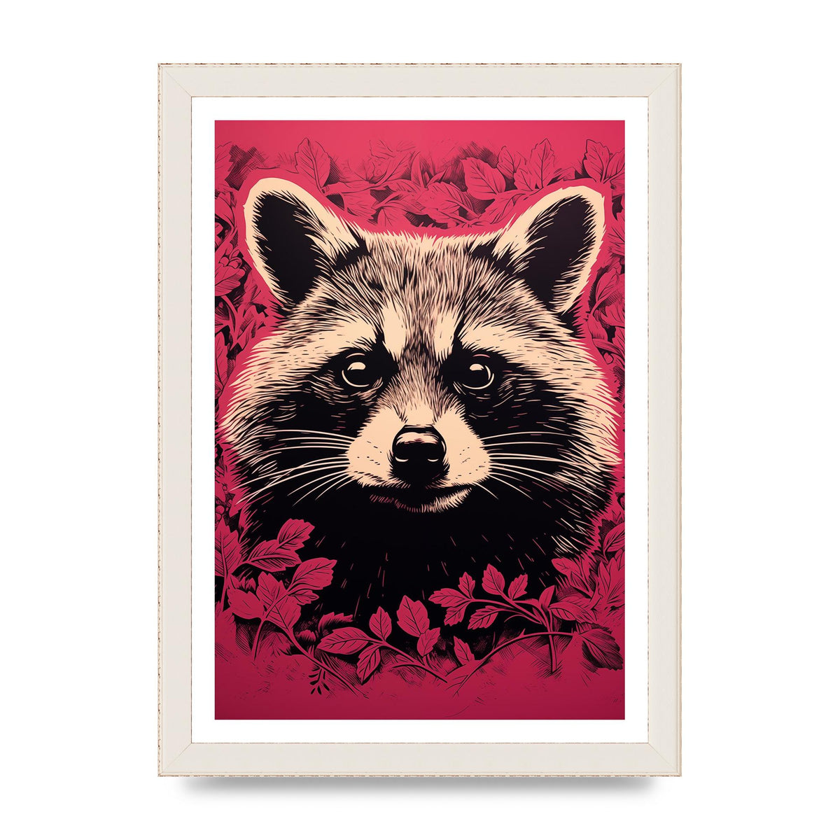 Raccoons Intense Eyes BW Art
