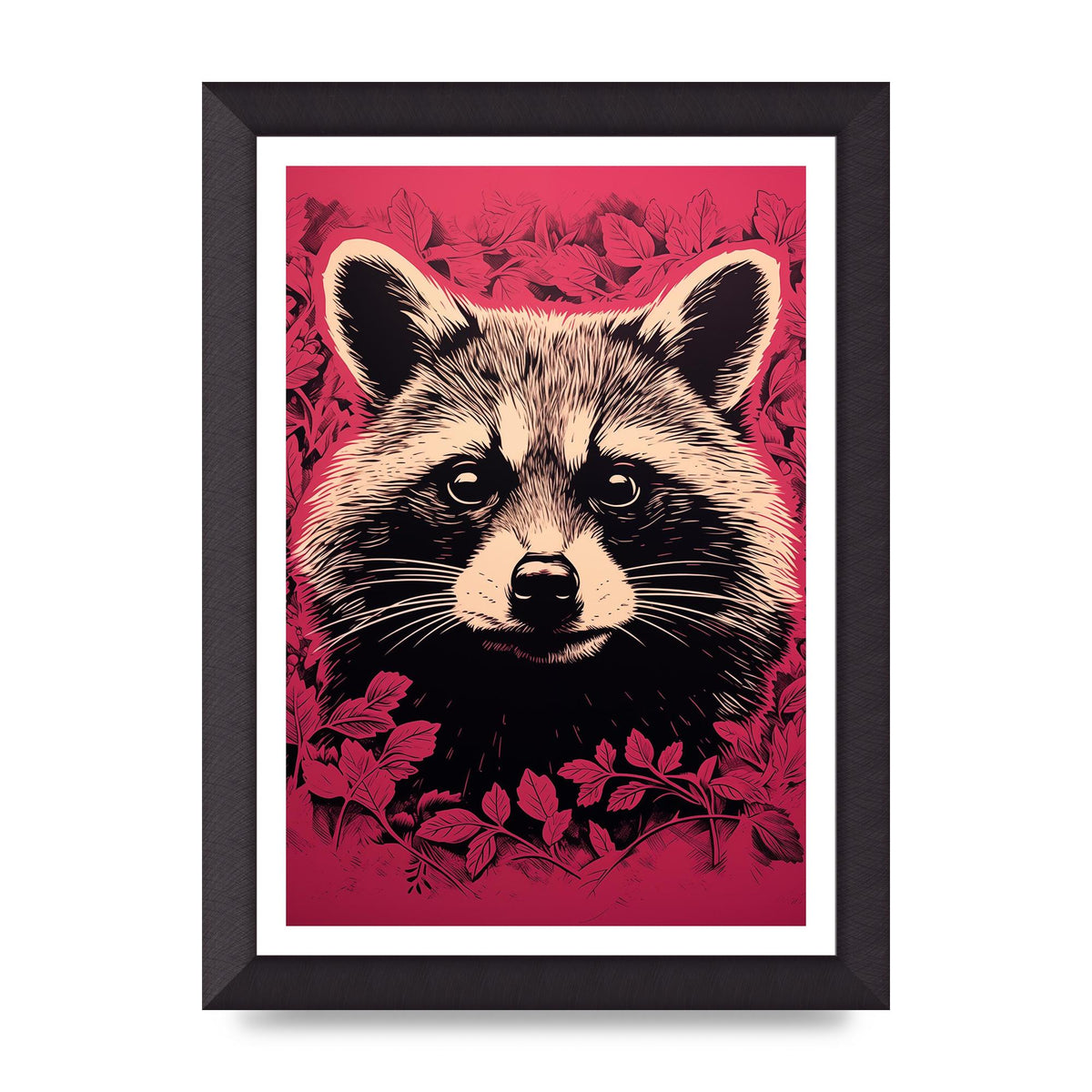 Raccoons Intense Eyes BW Art