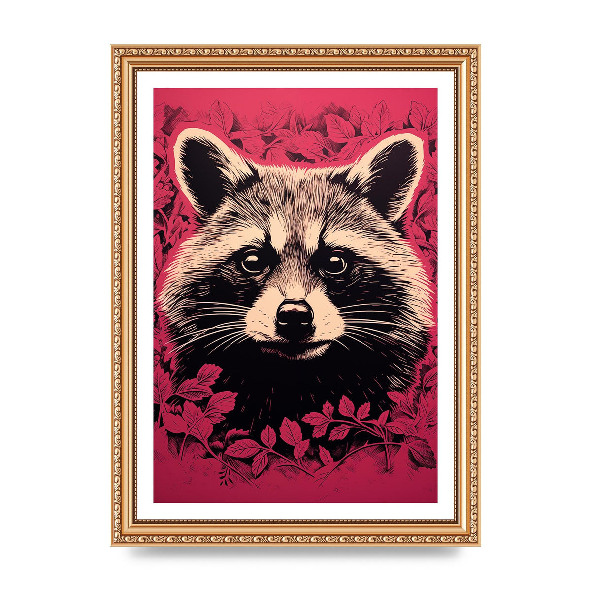 Raccoons Intense Eyes BW Art