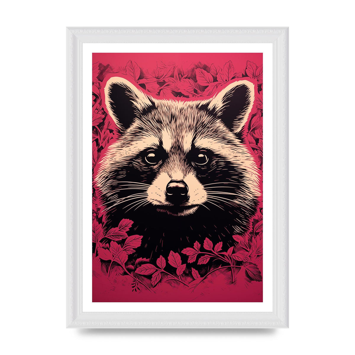 Raccoons Intense Eyes BW Art