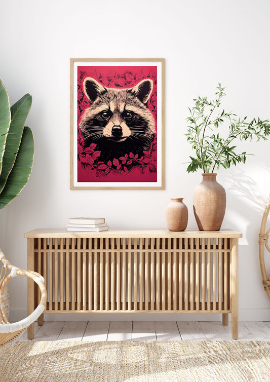 Raccoons Intense Eyes BW Art