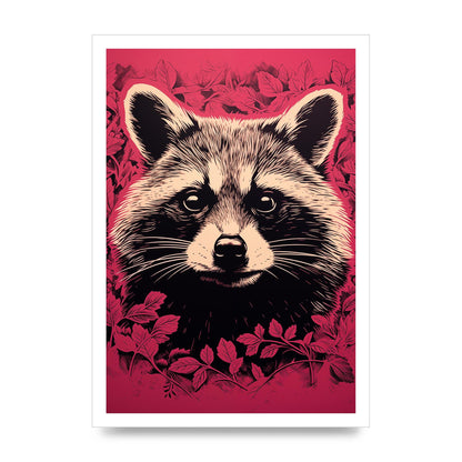 Raccoons Intense Eyes BW Art