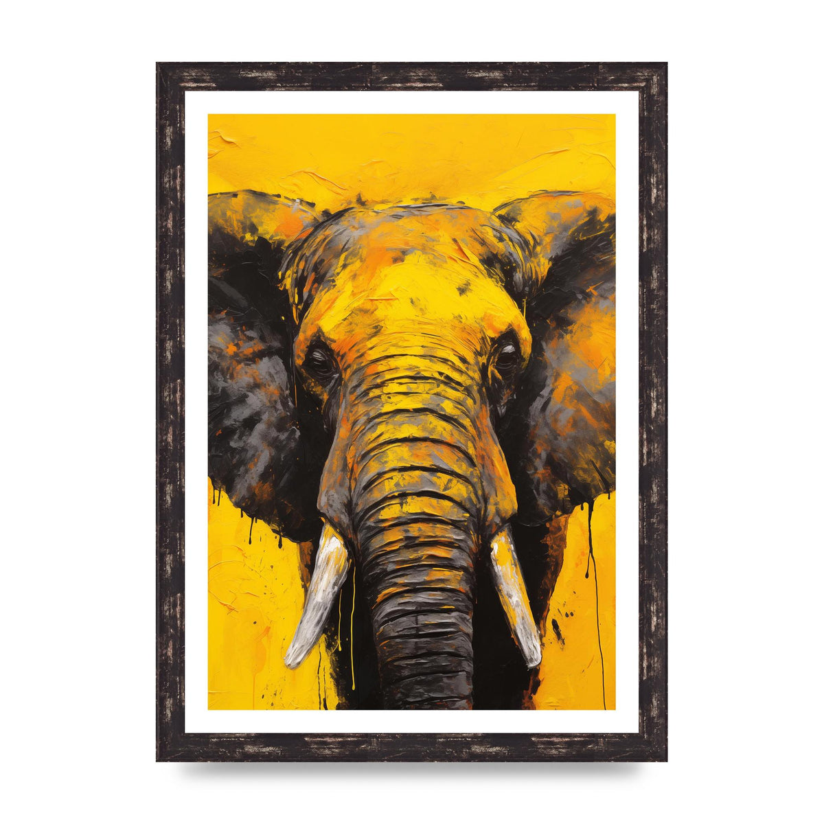 Gentle Giant Elephant on Yellow