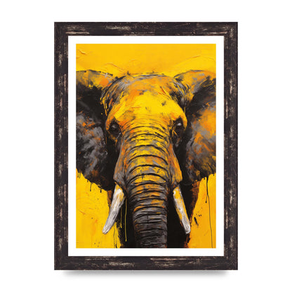 Gentle Giant Elephant on Yellow
