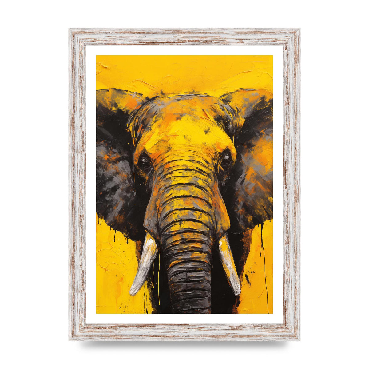 Gentle Giant Elephant on Yellow