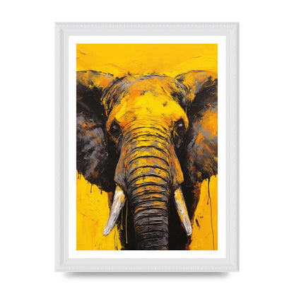 Gentle Giant Elephant on Yellow