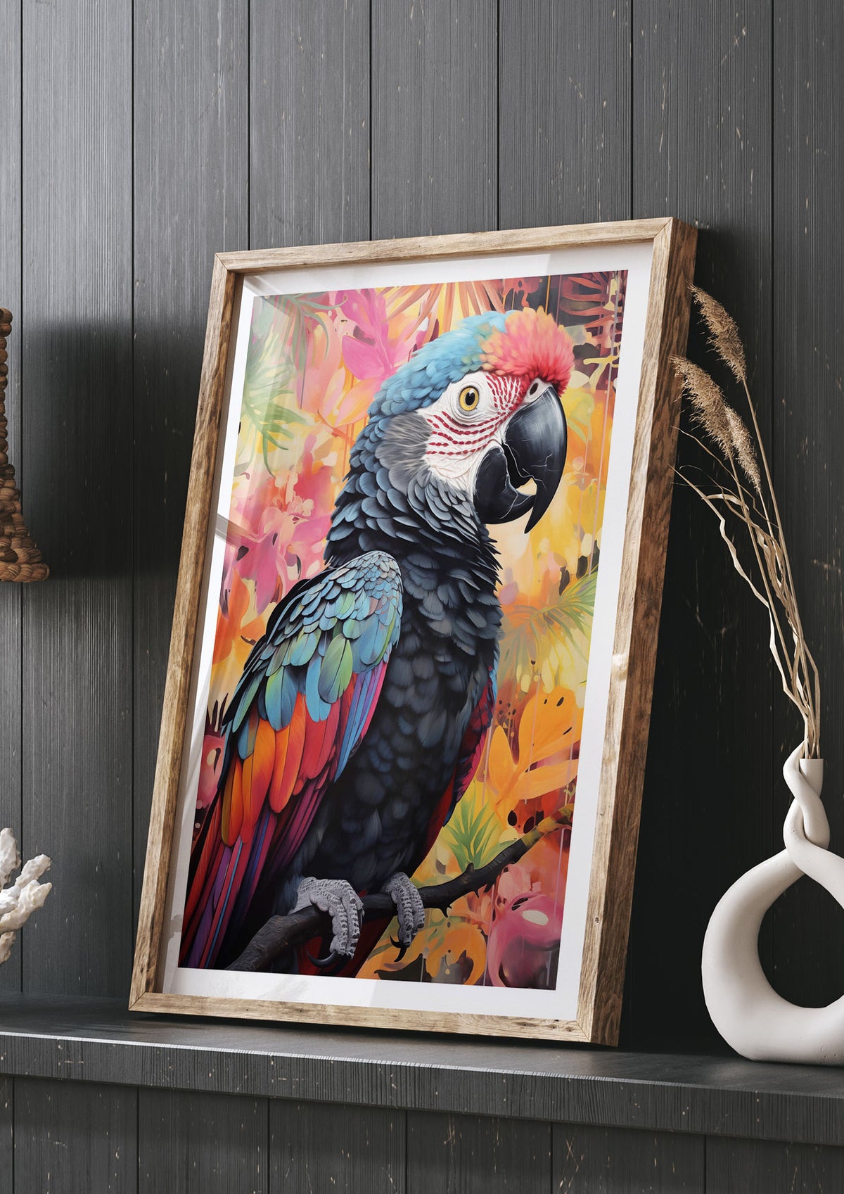 Colorful Parrot with Rainforest Backdrop