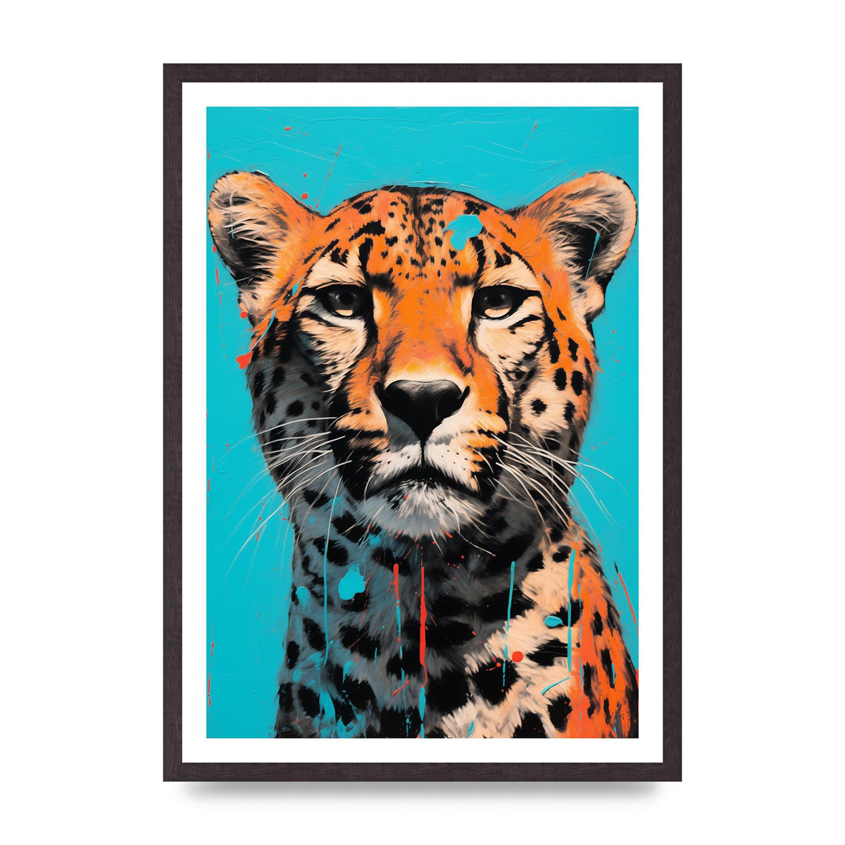 Contrasting Cheetah Face on Turquoise