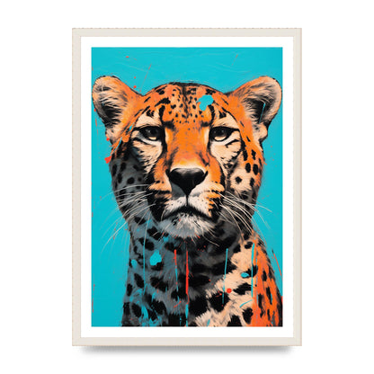 Contrasting Cheetah Face on Turquoise
