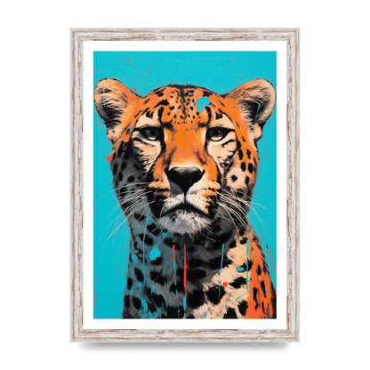 Contrasting Cheetah Face on Turquoise
