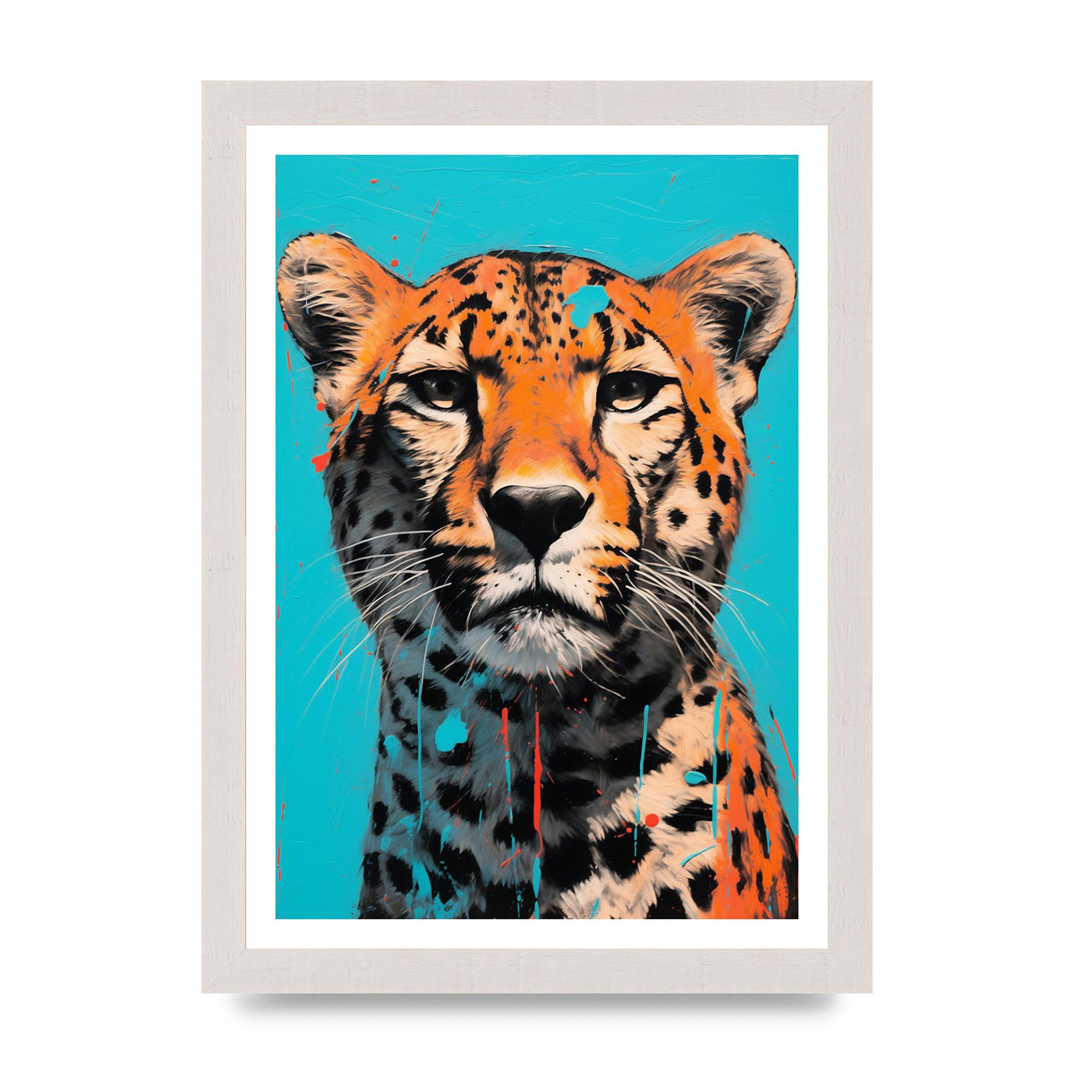 Contrasting Cheetah Face on Turquoise