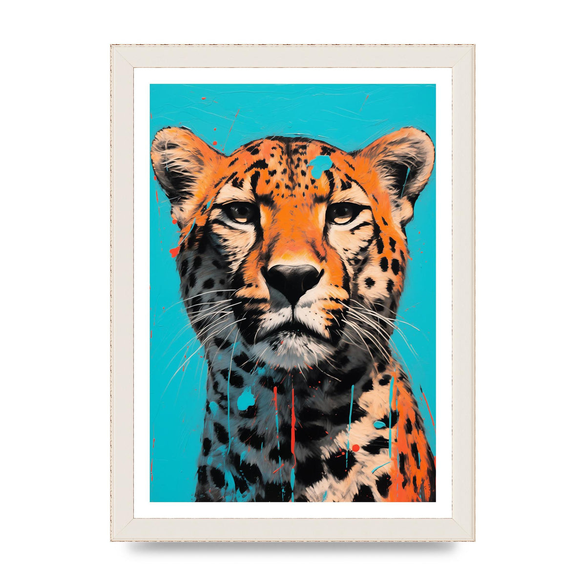Contrasting Cheetah Face on Turquoise
