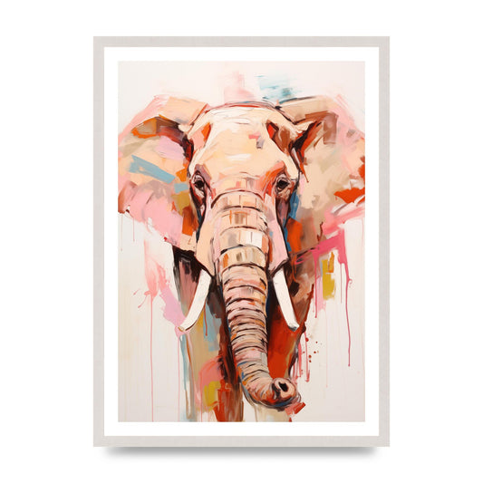 Elephants Stark Contour on White