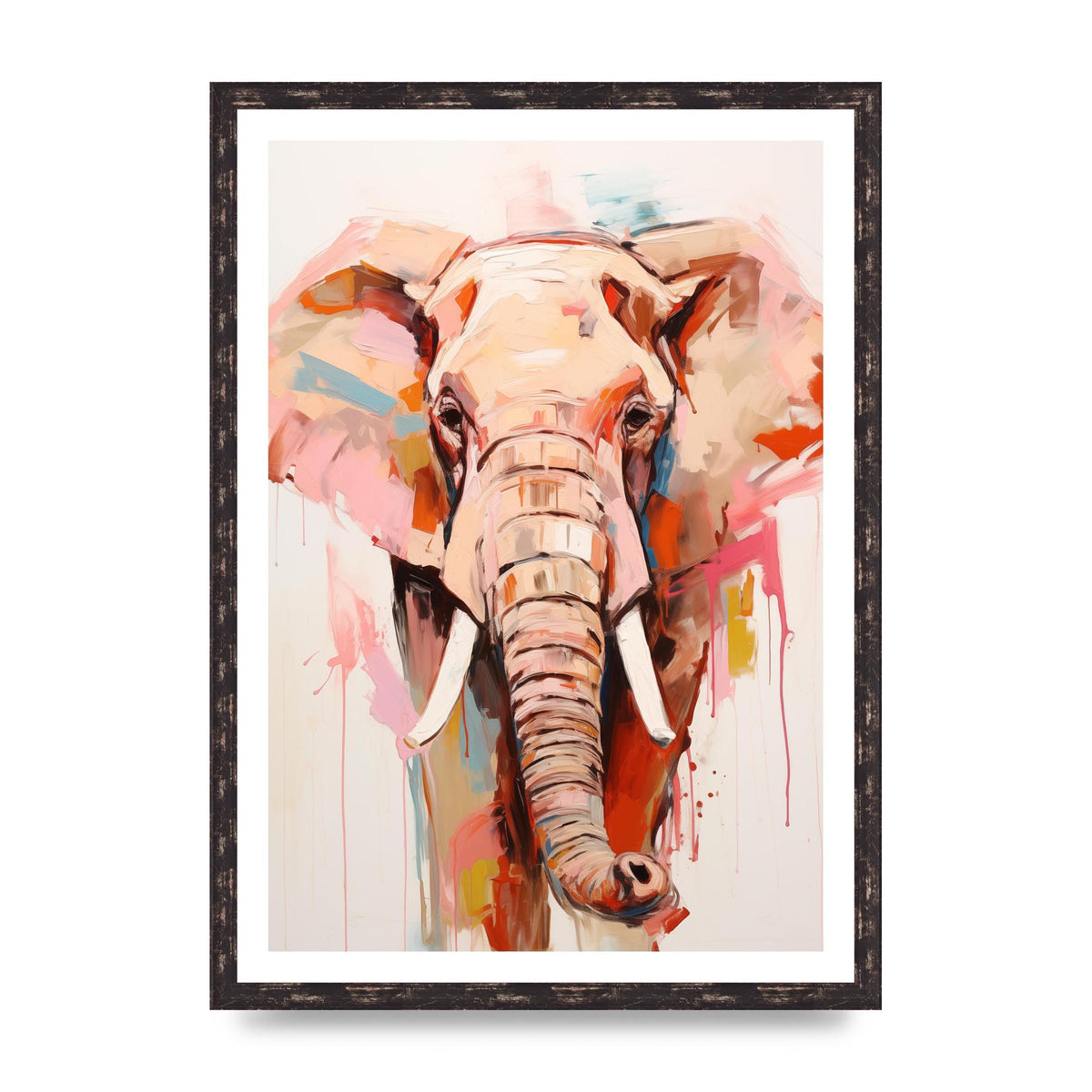 Elephants Stark Contour on White