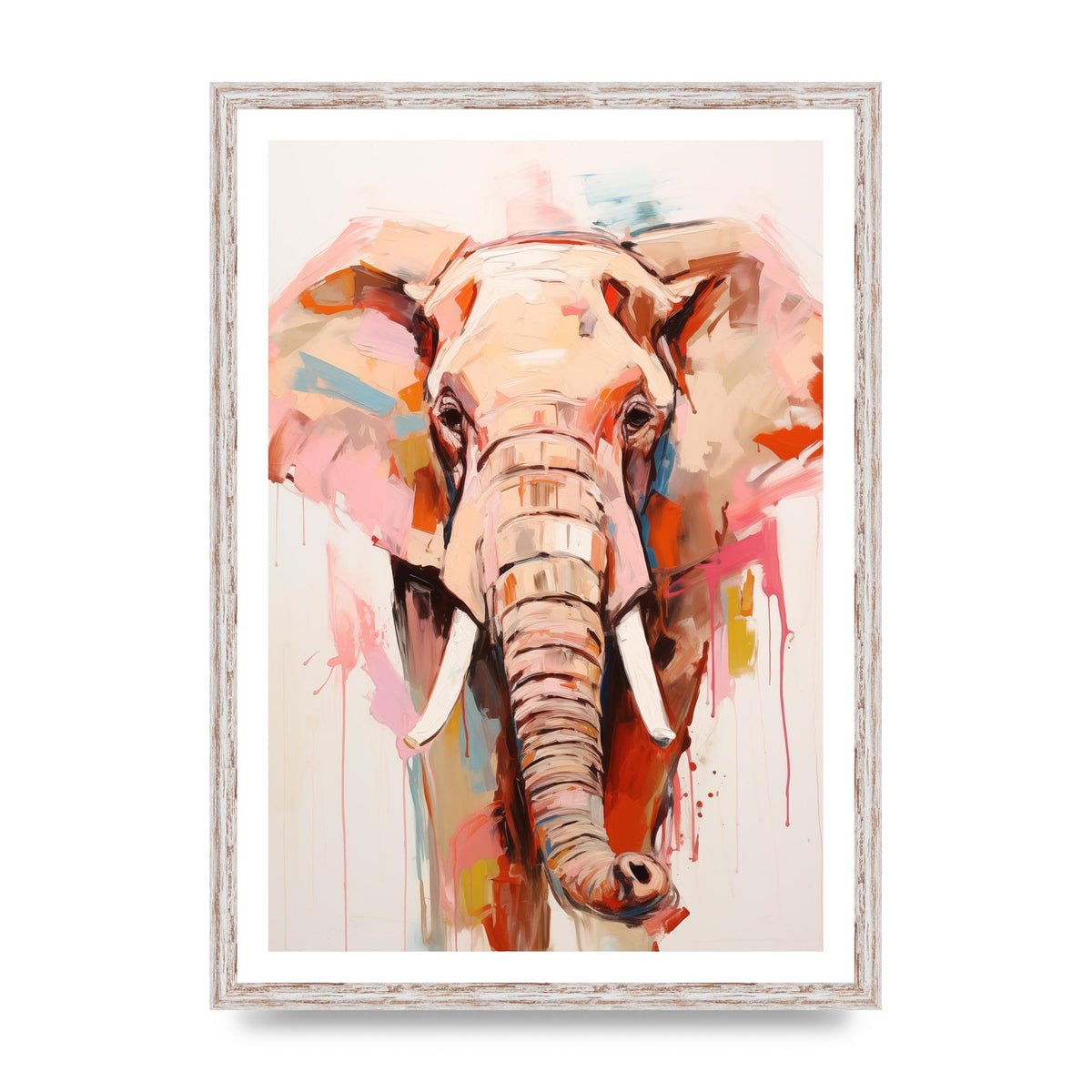 Elephants Stark Contour on White