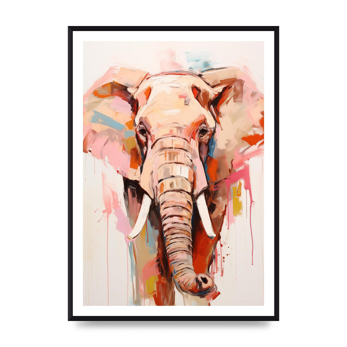 Elephants Stark Contour on White