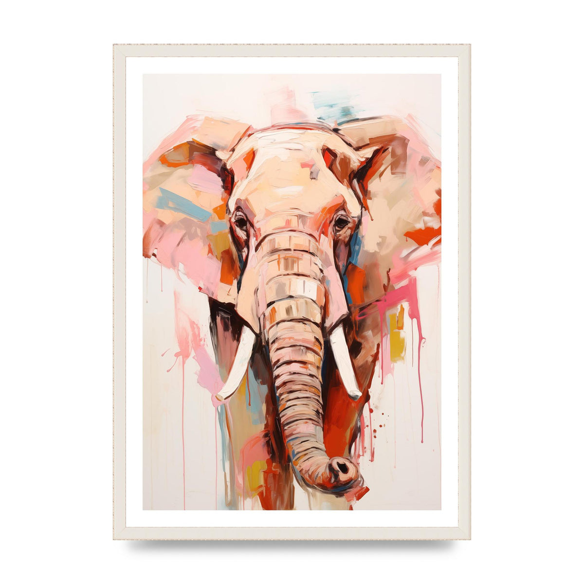 Elephants Stark Contour on White