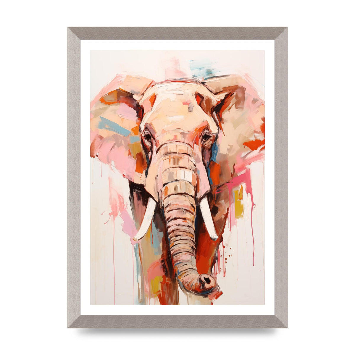 Elephants Stark Contour on White