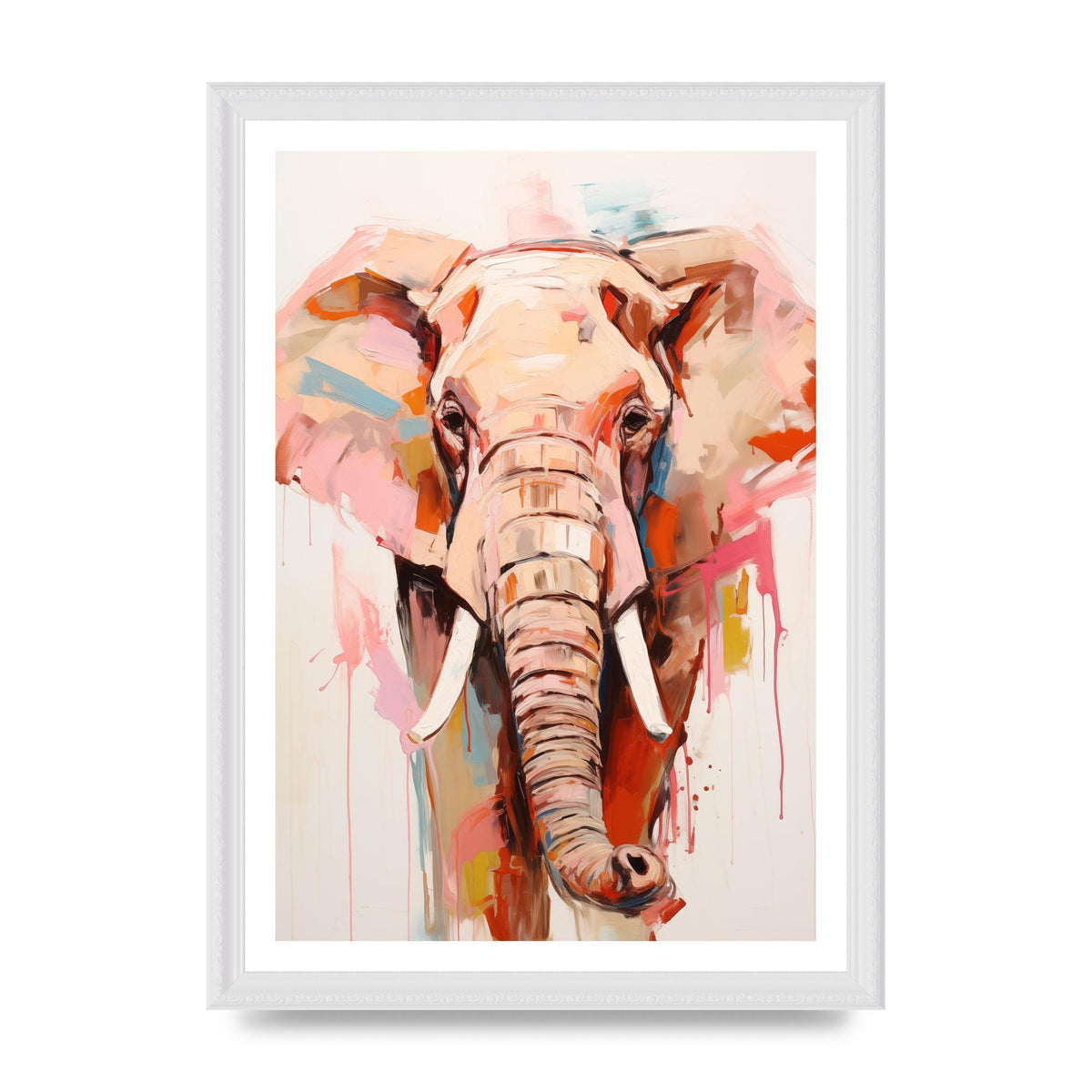 Elephants Stark Contour on White