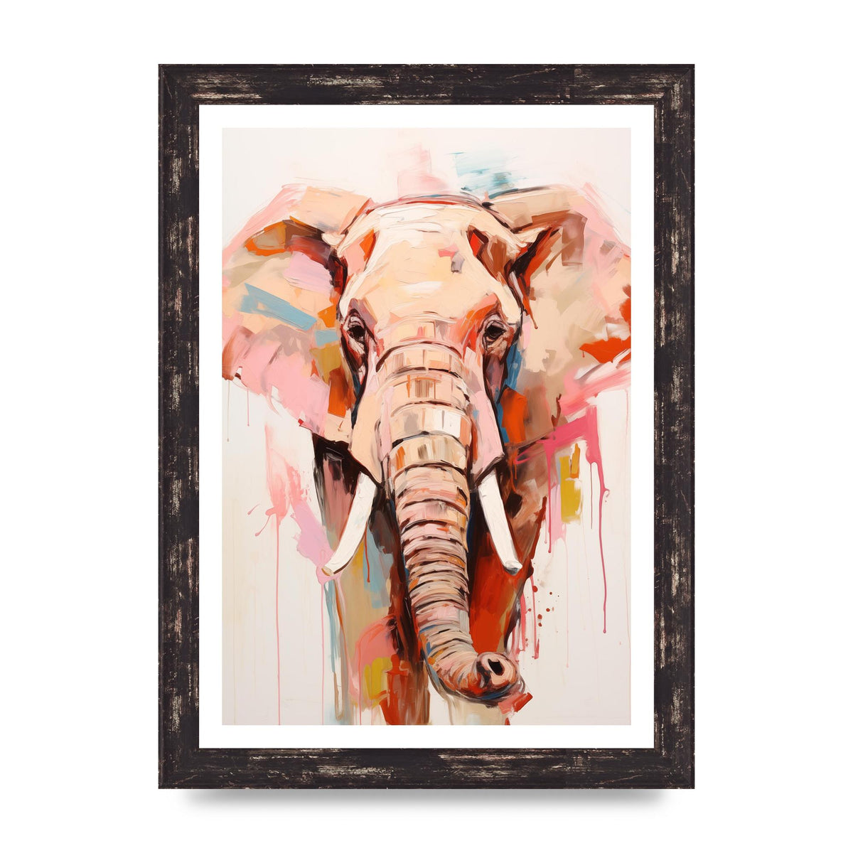 Elephants Stark Contour on White