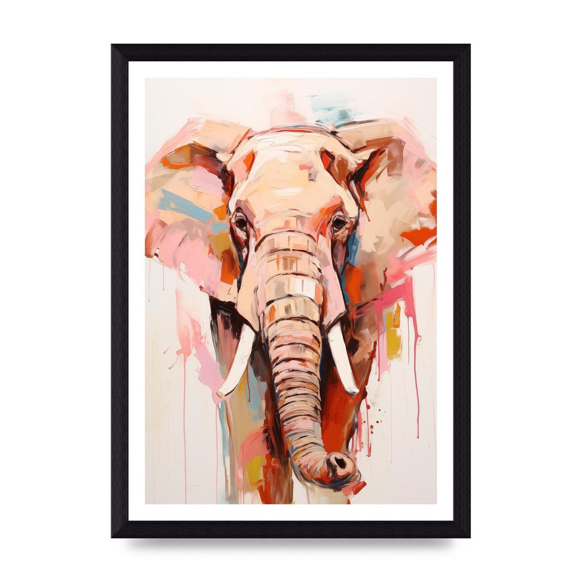 Elephants Stark Contour on White