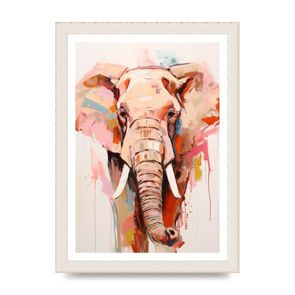 Elephants Stark Contour on White