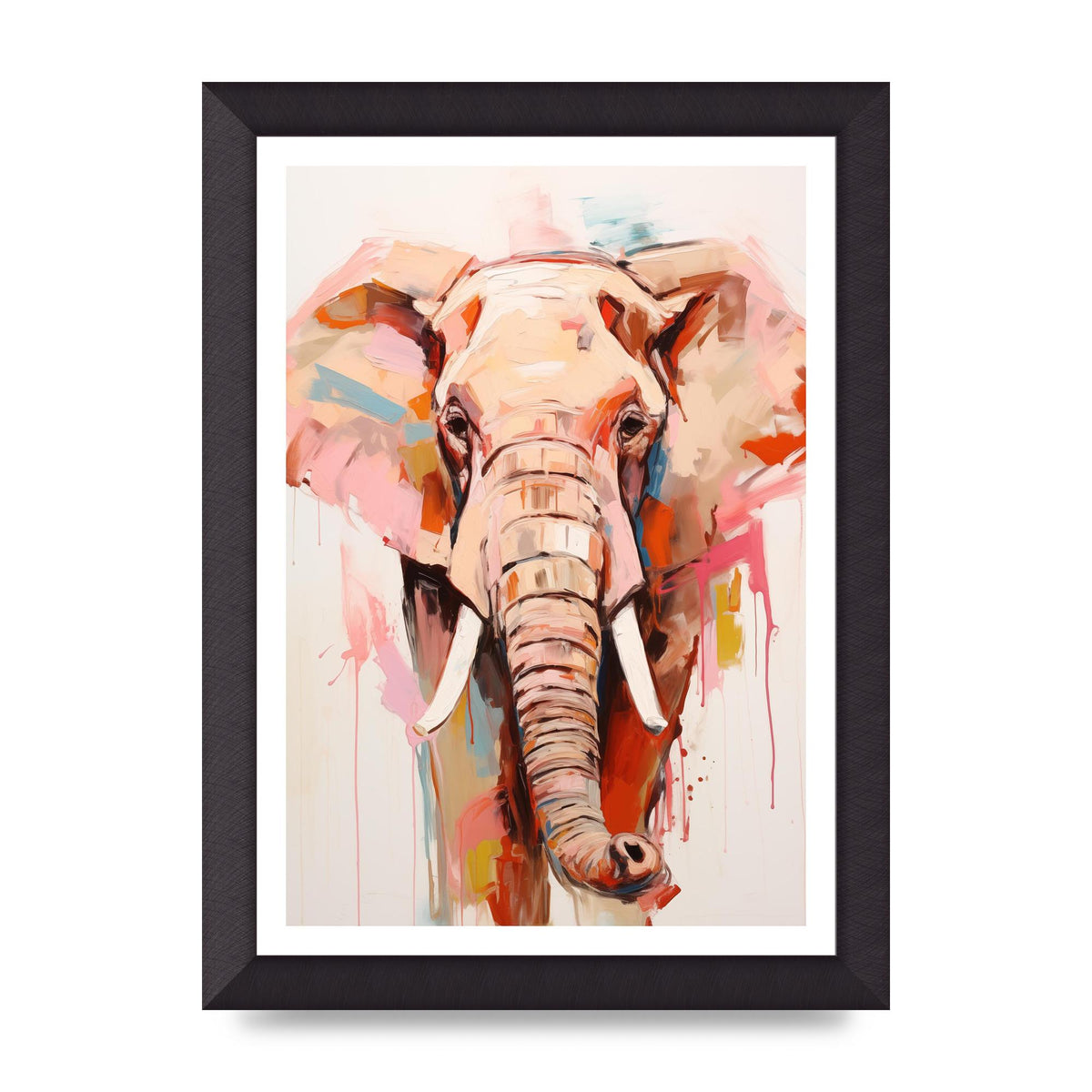 Elephants Stark Contour on White