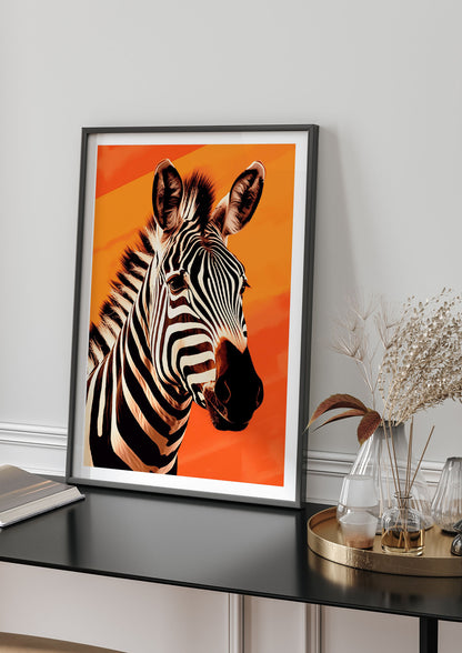 Zebra Portrait Intensified on Orange