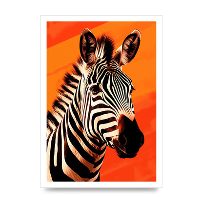 Zebra Portrait Intensified on Orange