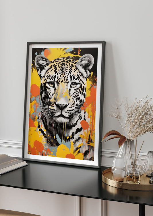 Cheetah on Fiery Abstract Backdrop