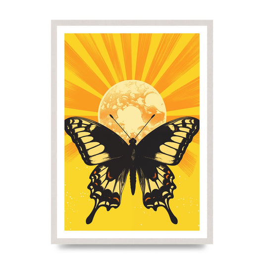 Monochrome Butterfly on Yellow