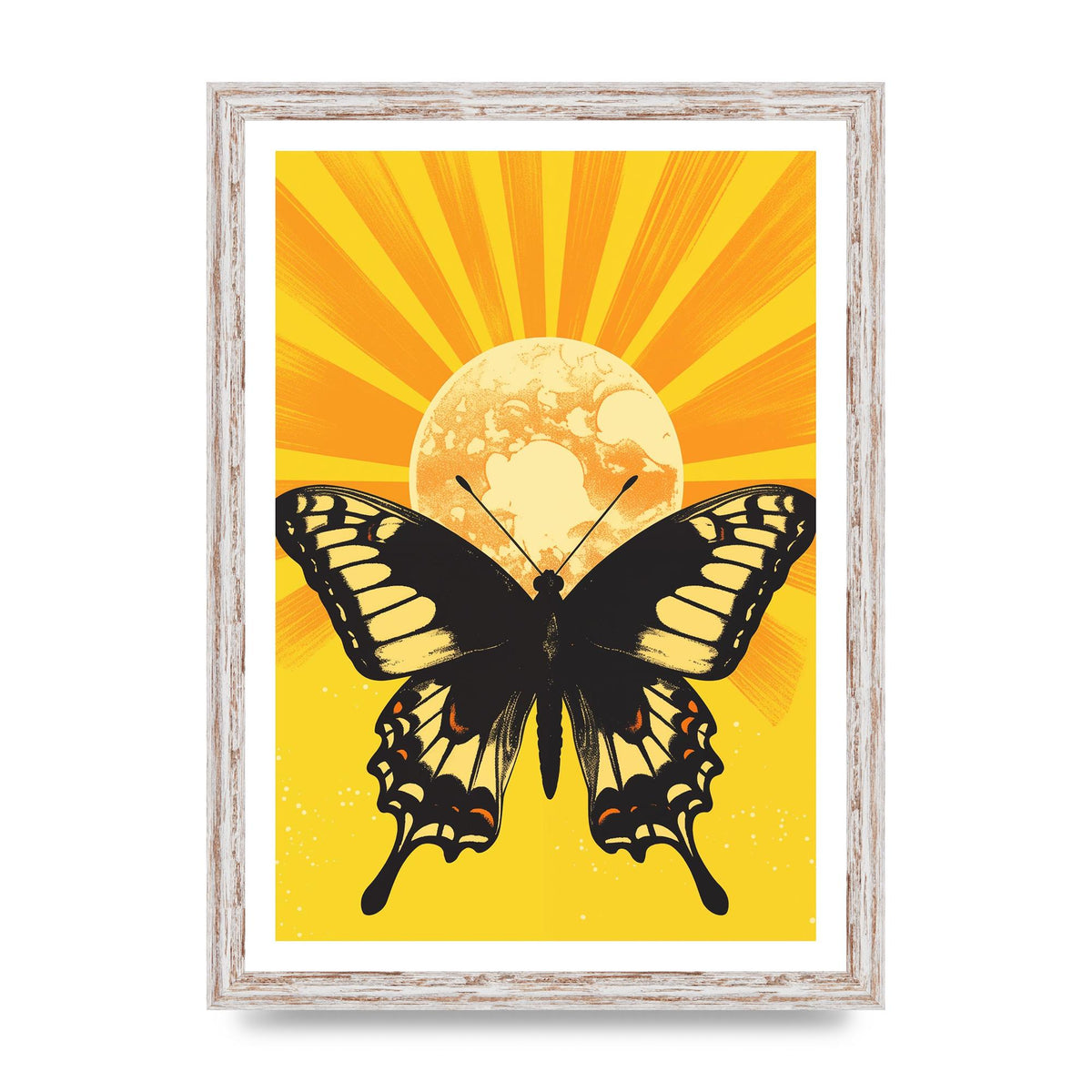 Monochrome Butterfly on Yellow