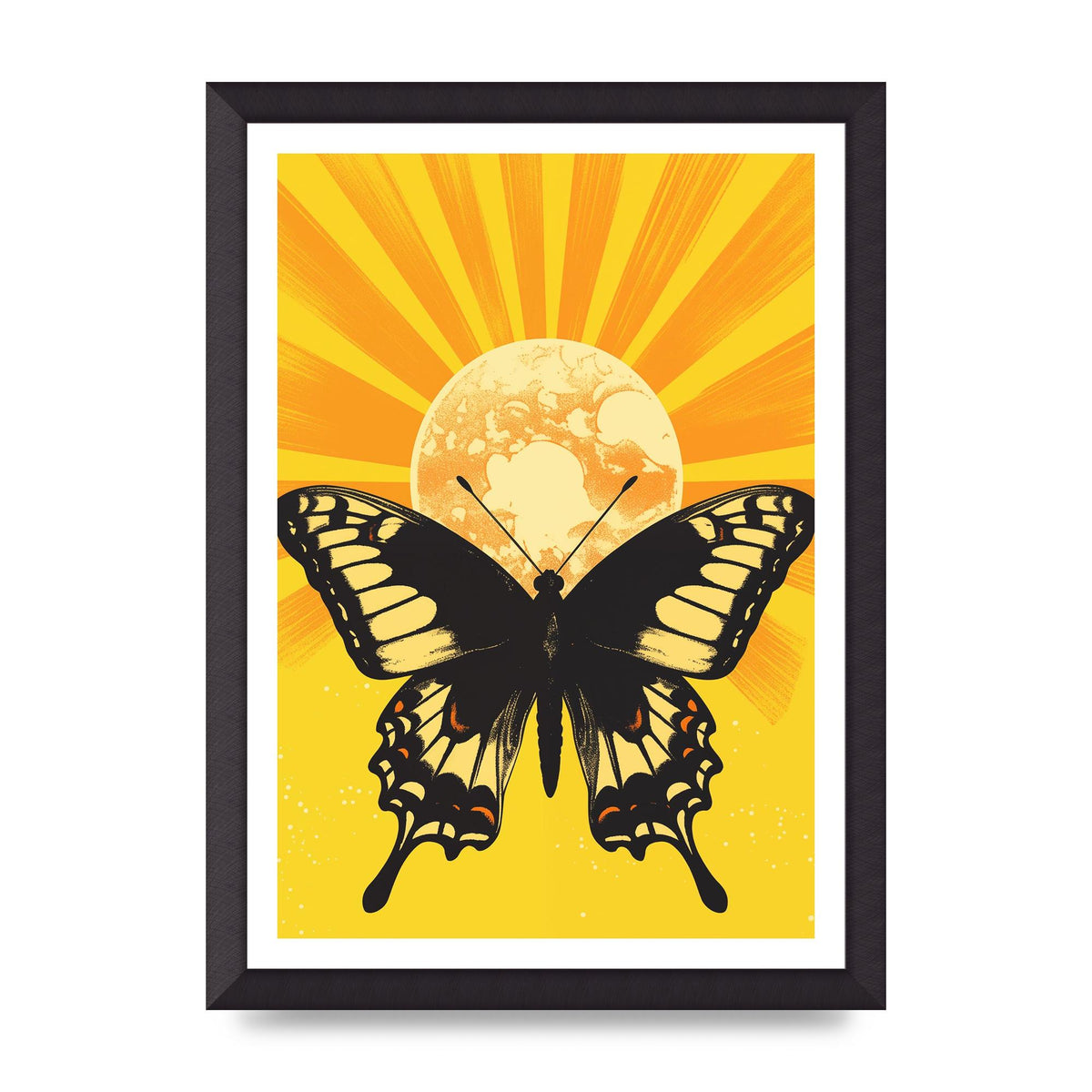 Monochrome Butterfly on Yellow