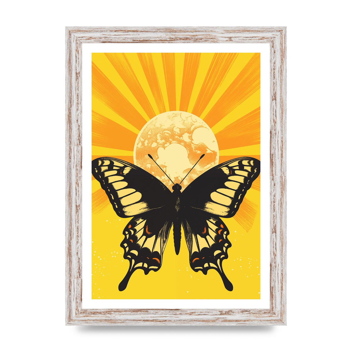 Monochrome Butterfly on Yellow