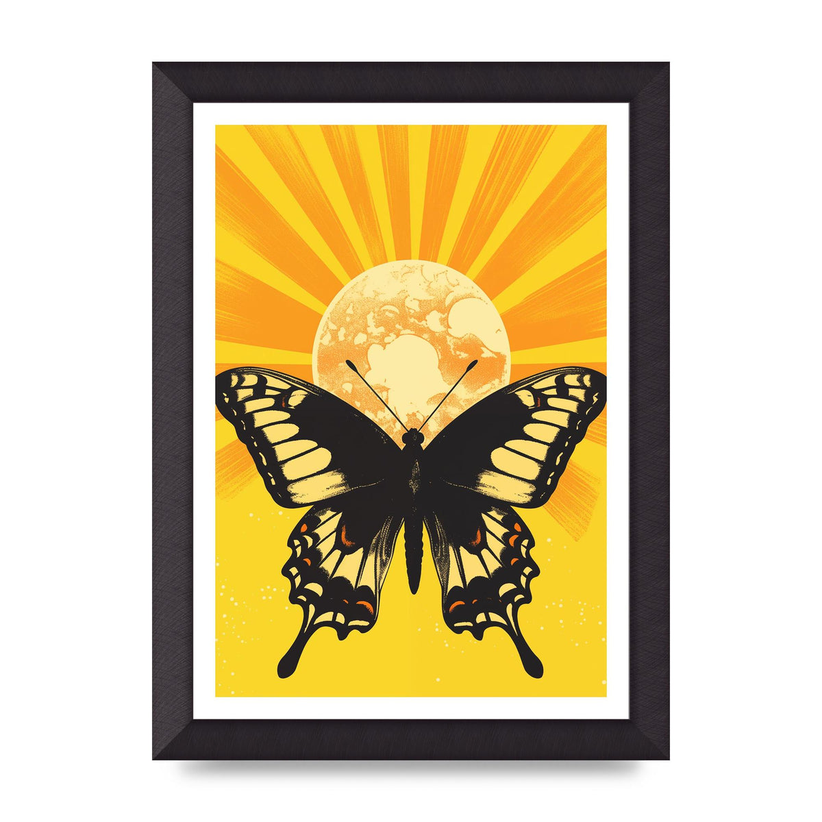 Monochrome Butterfly on Yellow
