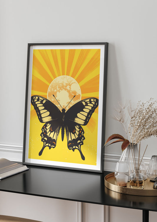 Monochrome Butterfly on Yellow