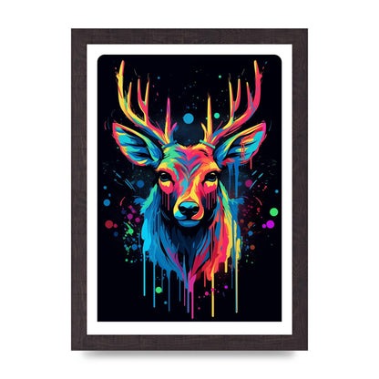 Neon Deer Elegance with Color Drops