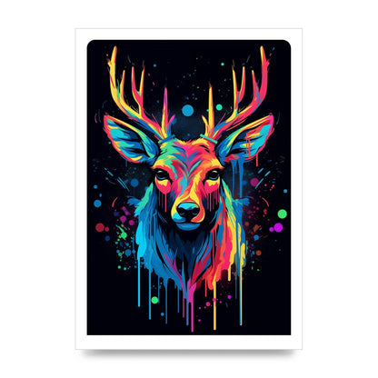 Neon Deer Elegance with Color Drops