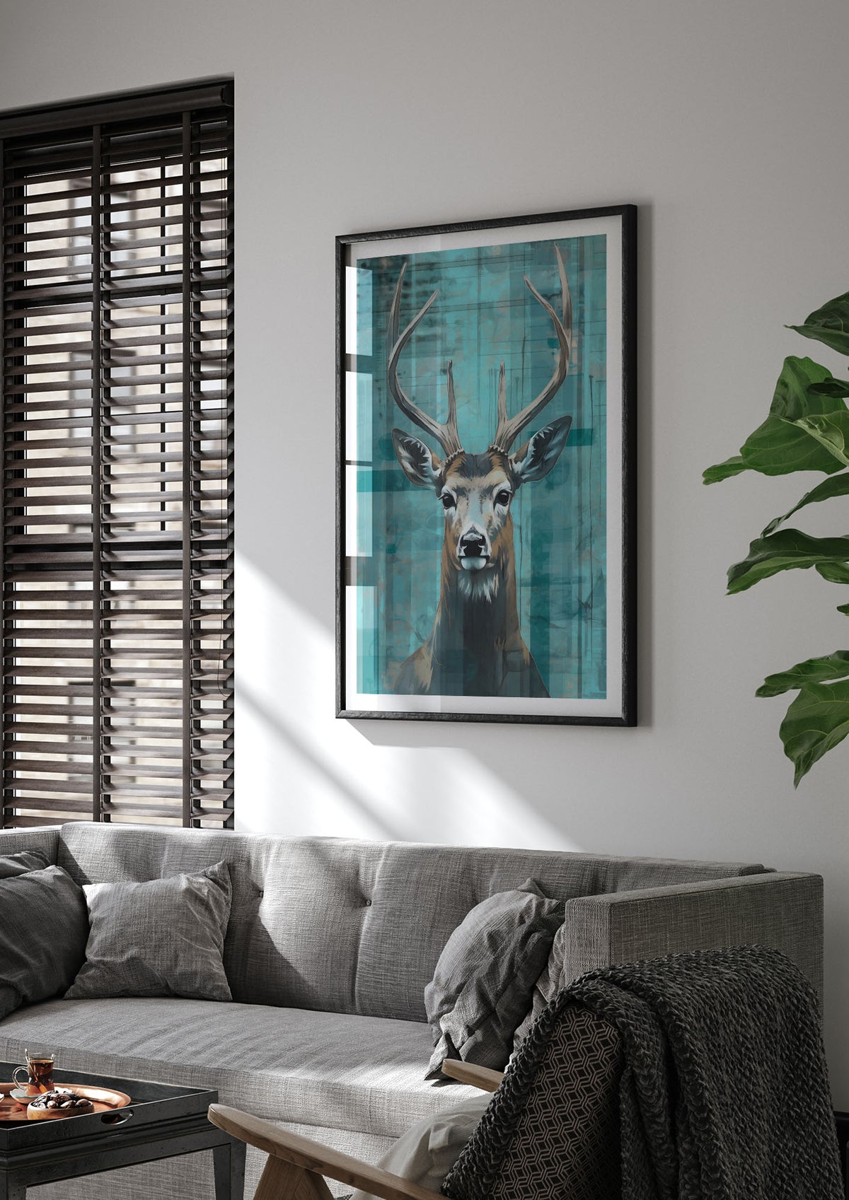 Deers Elegance on Vibrant Teal