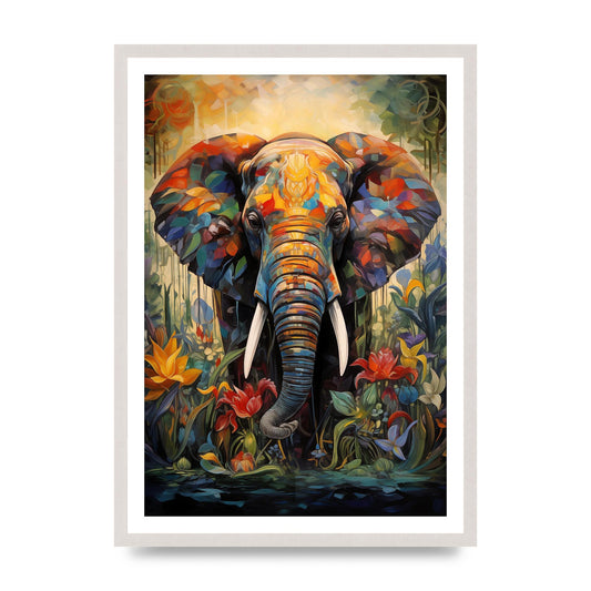 Elephant Wisdom in Lush Green and Blue