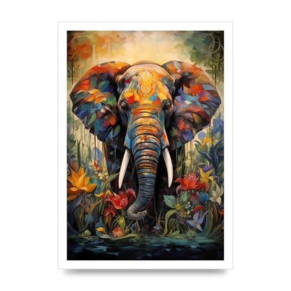Elephant Wisdom in Lush Green and Blue