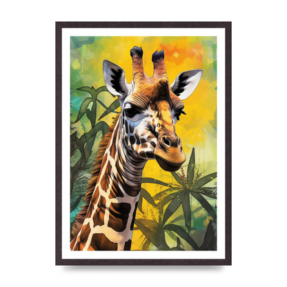 Giraffes Vibrant Patterns in Neon