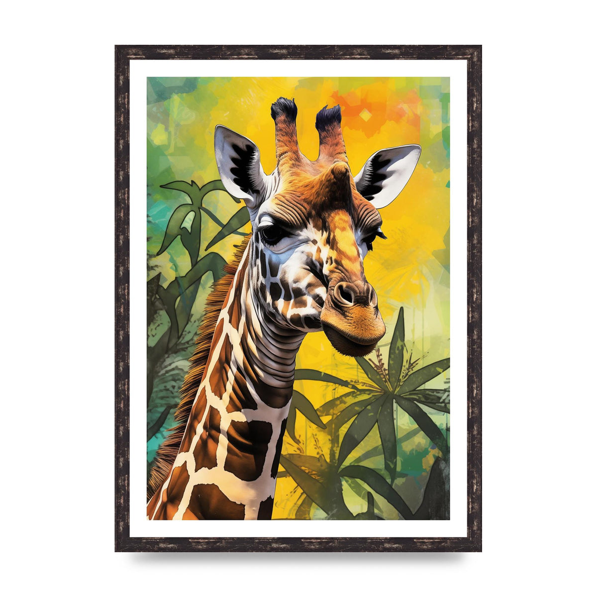 Giraffes Vibrant Patterns in Neon