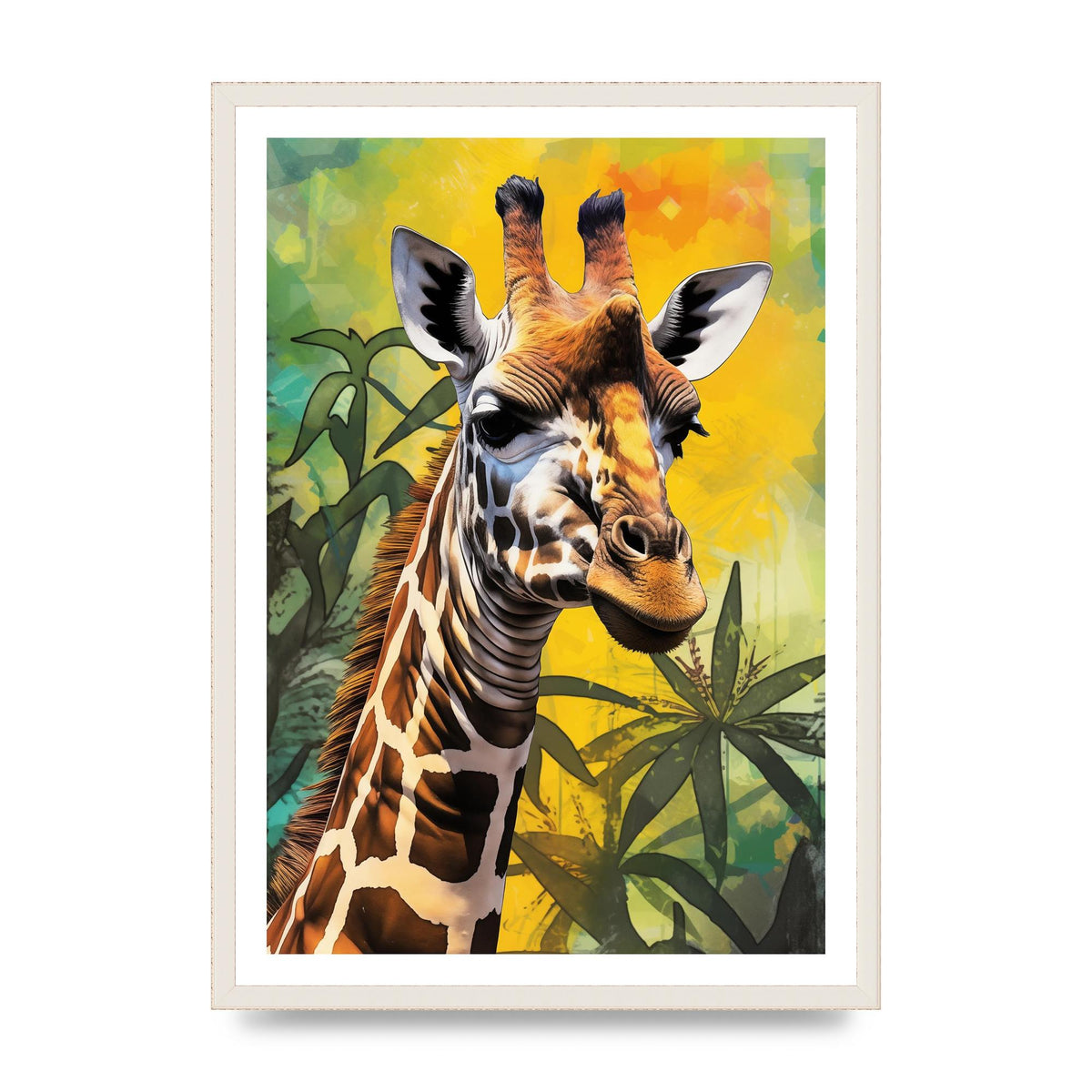 Giraffes Vibrant Patterns in Neon
